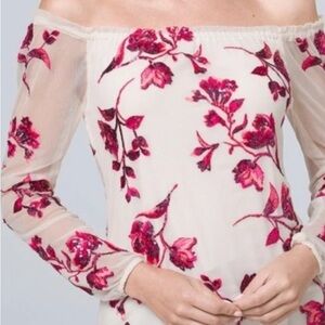 WHBM Floral Off-Shoulder Sheer Top